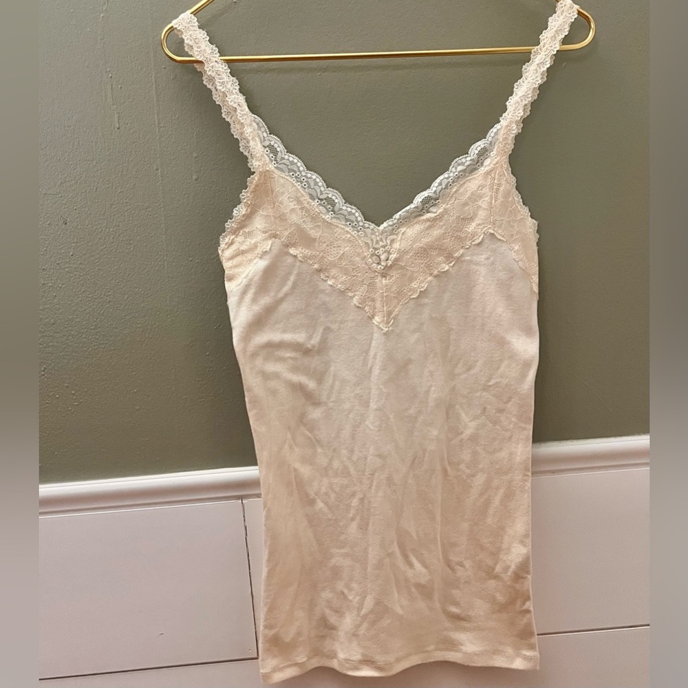 Abercrombie & Fitch Lace Cream Cami y2k Babydoll Coquette Tank Top Fairy EUC